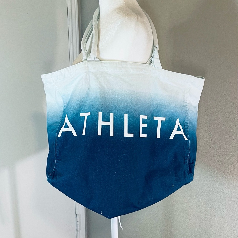 Athleta Ombre Navy & White Canvas Tote